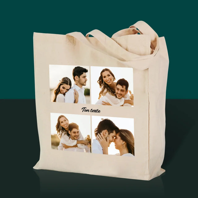 Le Collage Photo: Les 4 Photo Et Un Texte - Sac En Toile