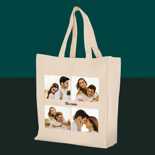 Le Collage Photo: Les 4 Photo Et Un Texte - Sac En Toile