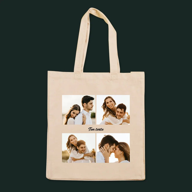 Le Collage Photo: Les 4 Photo Et Un Texte - Sac En Toile