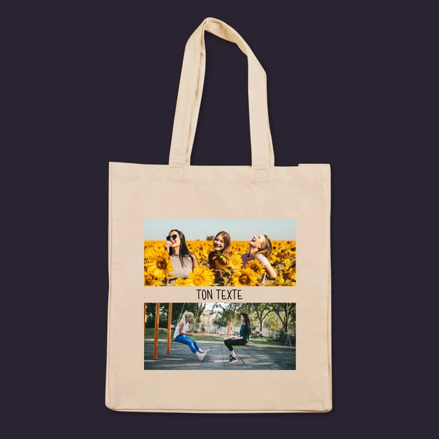 Le Collage Photo: Les 2 Photos Et Un Texte - Sac En Toile