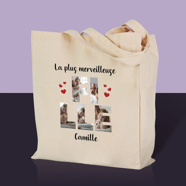 Collage Photo De Lettre: La Fille De Tes Photos - Sac En Toile