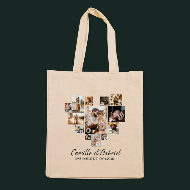 Le Collage Photo: Le Collage De Coeur Des Photos - Sac En Toile