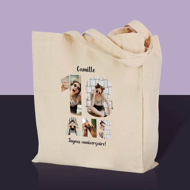 Collage Photo De Lettre: 18 Ans - Sac En Toile