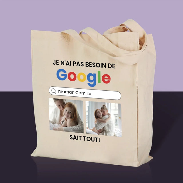 Le Collage Photo: Je N'Ai Pas Besoin De Googler - Sac En Toile