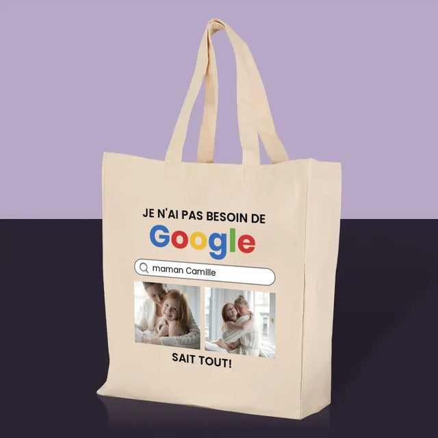 Le Collage Photo: Je N'Ai Pas Besoin De Googler - Sac En Toile