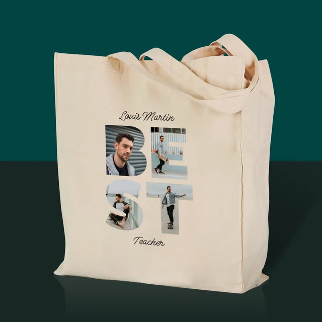 Collage Photo De Lettre: Best Teacher - Sac En Toile