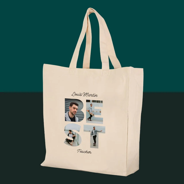 Collage Photo De Lettre: Best Teacher - Sac En Toile