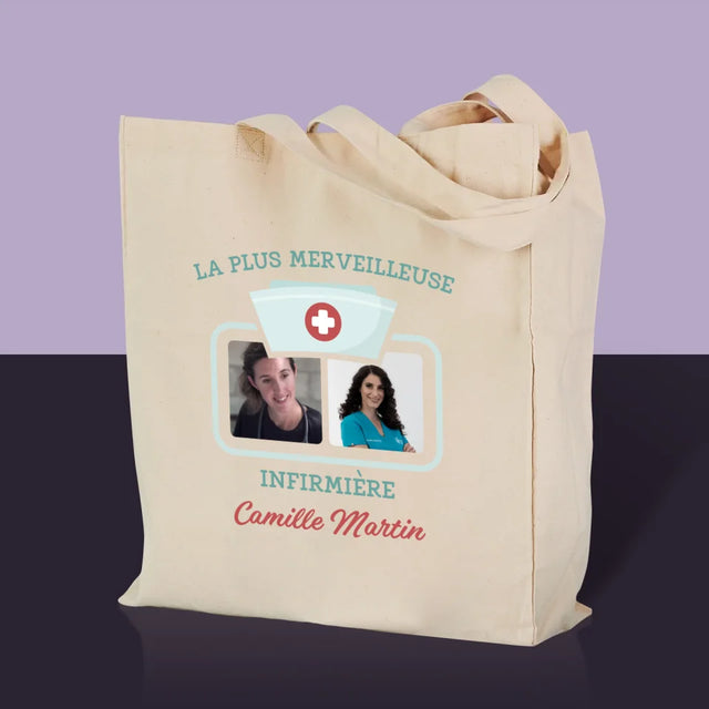 Le Collage Photo: La Plus Merveilleuse Infirmière - Sac En Toile