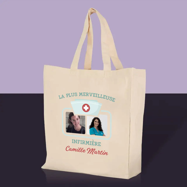 Le Collage Photo: La Plus Merveilleuse Infirmière - Sac En Toile