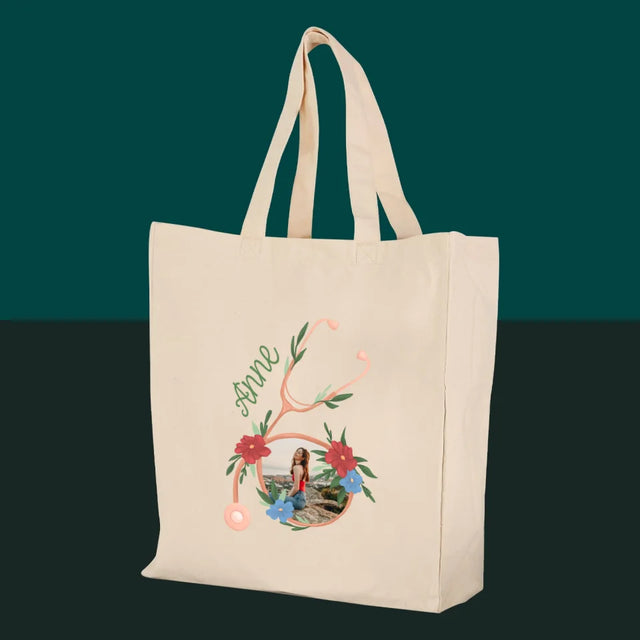 La Photo Et Un Texte: Stéthoscope Fleurs - Sac En Toile