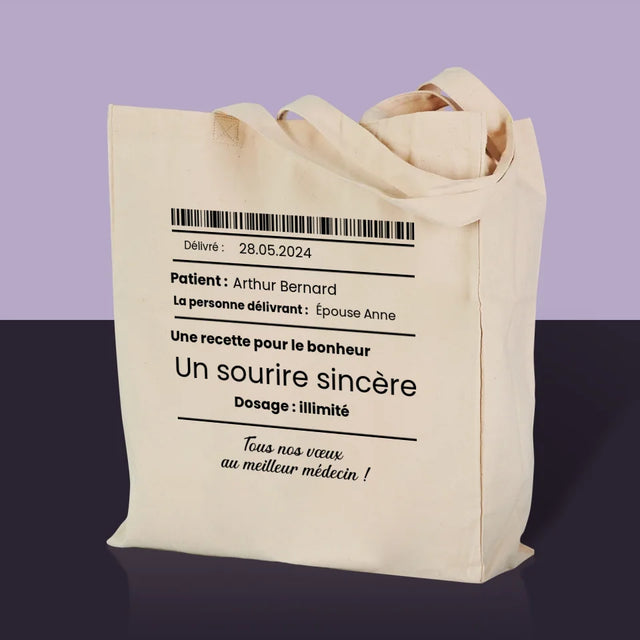 Le Prénom Et Un Texte: Une Recette Pour Le Bonheur - Sac En Toile