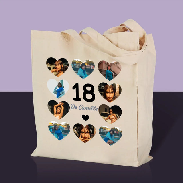 Le Collage Photo: 18 Cœurs - Sac En Toile