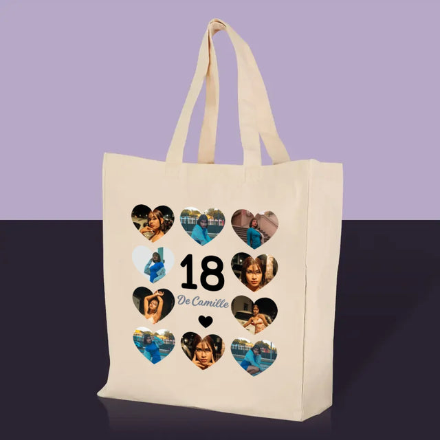 Le Collage Photo: 18 Cœurs - Sac En Toile