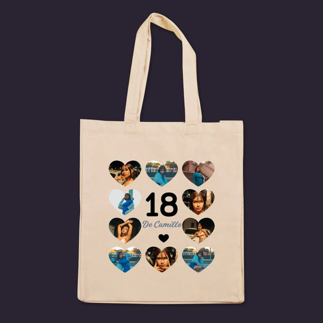 Le Collage Photo: 18 Cœurs - Sac En Toile