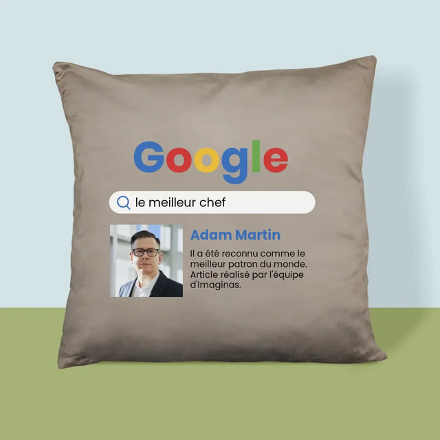 La Photo Et Un Texte: Meilleur Patron Résultat Google - Coussin