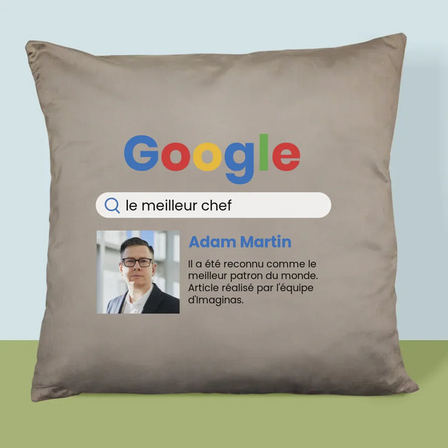 La Photo Et Un Texte: Meilleur Patron Résultat Google - Coussin