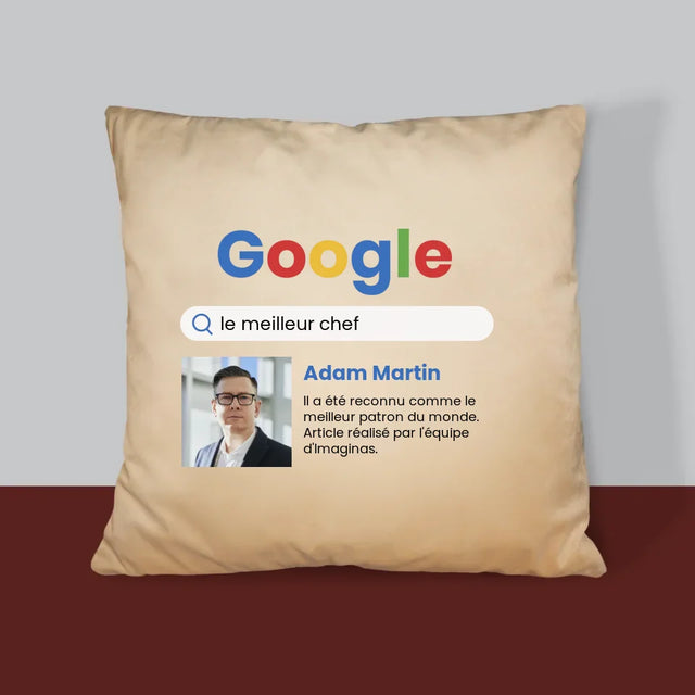 La Photo Et Un Texte: Meilleur Patron Résultat Google - Coussin