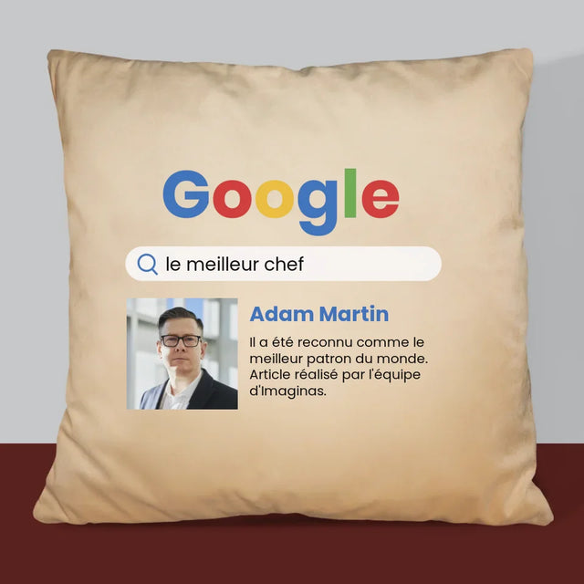 La Photo Et Un Texte: Meilleur Patron Résultat Google - Coussin