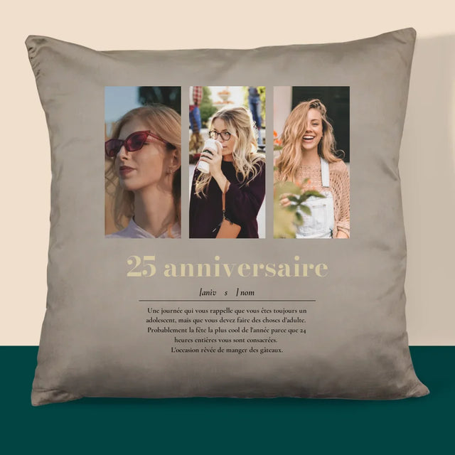 Le Collage Photo: 25E Anniversaire Définition - Coussin