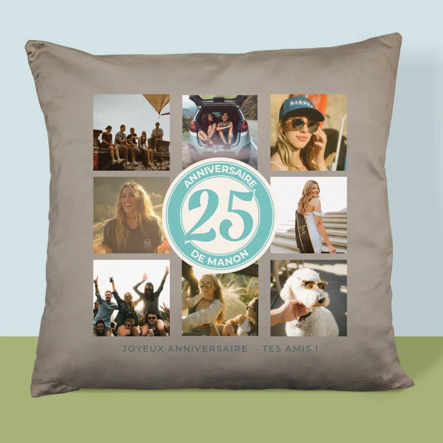 Le Collage Photo: 25 Anniversaire - Coussin