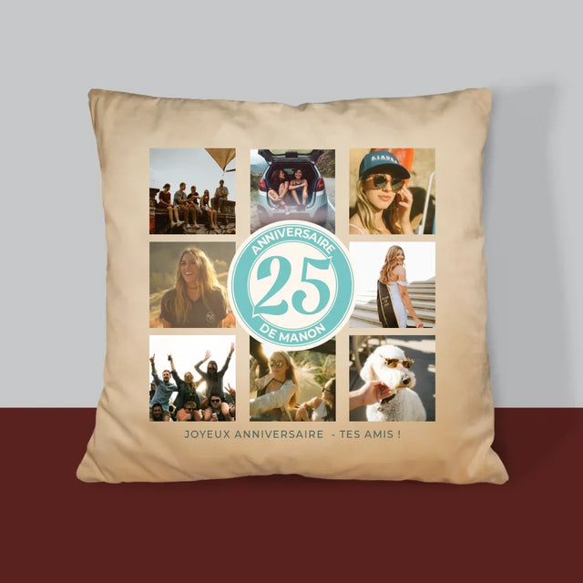 Le Collage Photo: 25 Anniversaire - Coussin