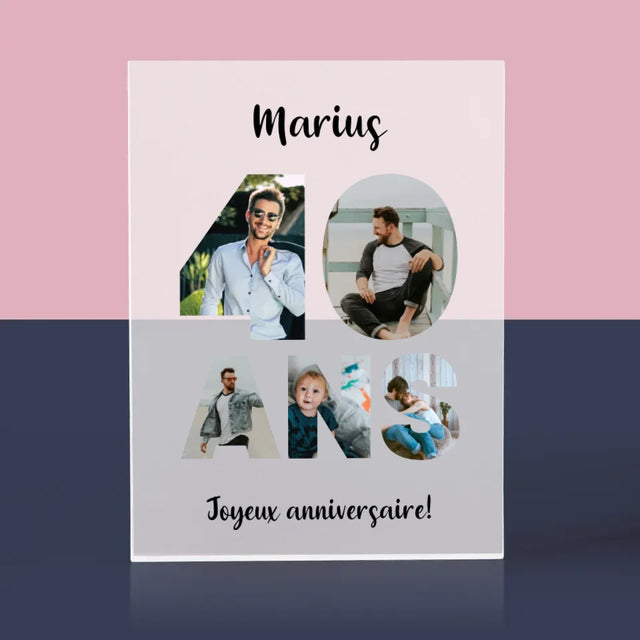 Collage Photo De Lettre: 40 Ans De Tes Photos - Bloc Acrylique