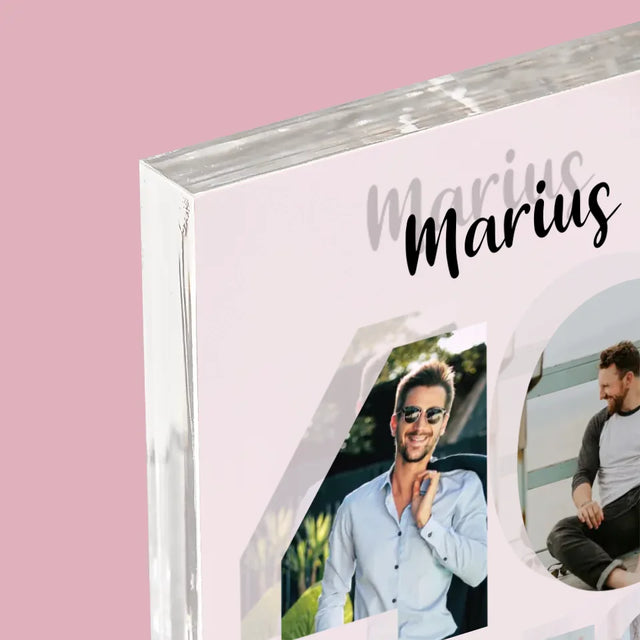 Collage Photo De Lettre: 40 Ans De Tes Photos - Bloc Acrylique