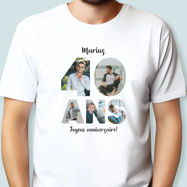 Collage Photo De Lettre: 40 Ans De Tes Photos - T-Shirt Pour Hommes