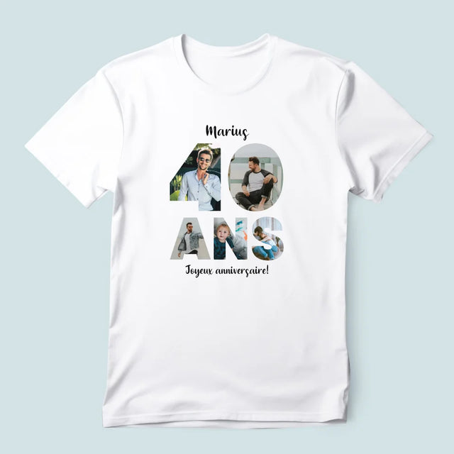 Collage Photo De Lettre: 40 Ans De Tes Photos - T-Shirt Pour Hommes