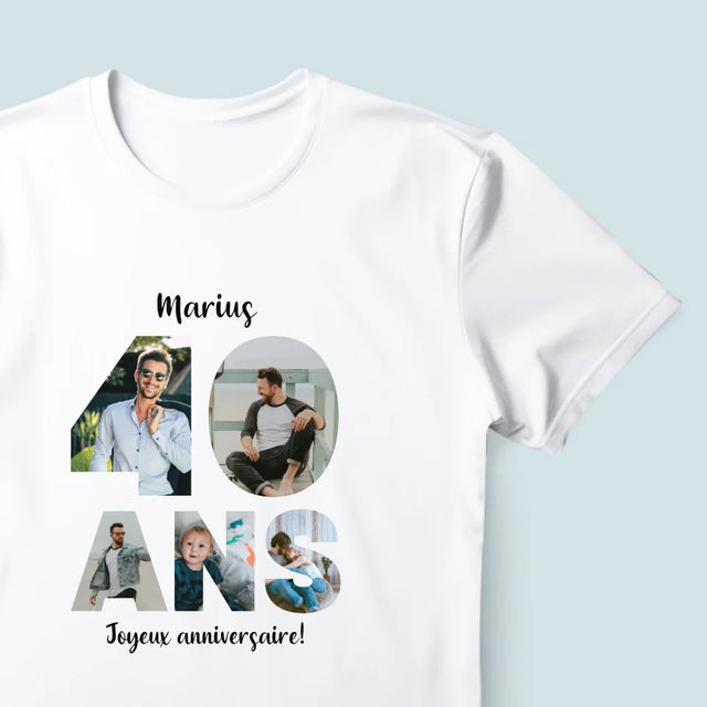 Collage Photo De Lettre: 40 Ans De Tes Photos - T-Shirt Pour Hommes