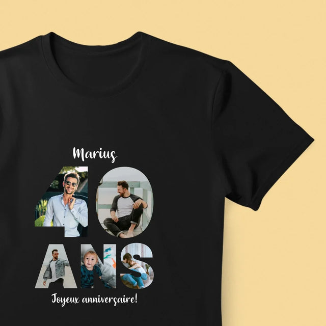 Collage Photo De Lettre: 40 Ans De Tes Photos - T-Shirt Pour Hommes