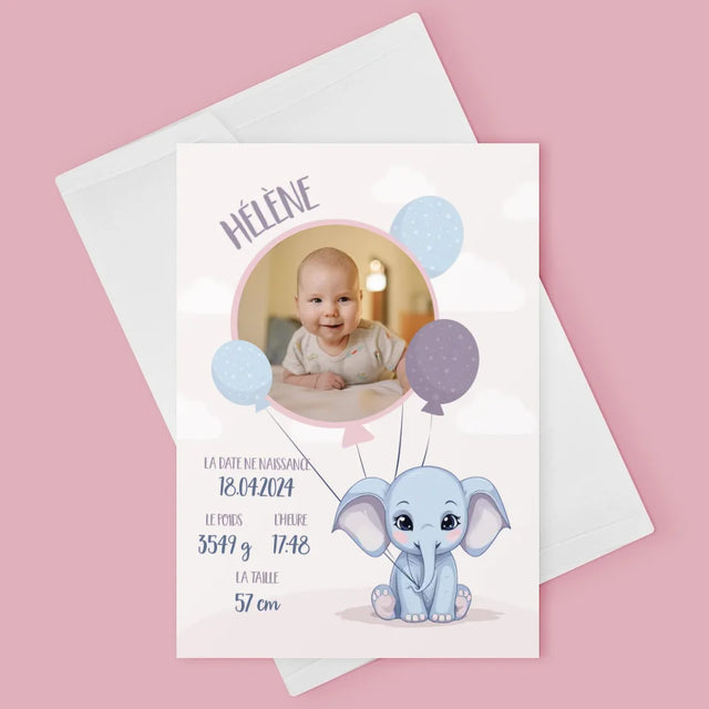 Acte De Naissance De L'Enfant: Métrique, L'Éléphant - Carte De Vœux