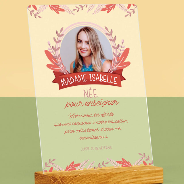 Photo Et Texte: Née Pour Enseigner - Impression Sur Verre Acrylique