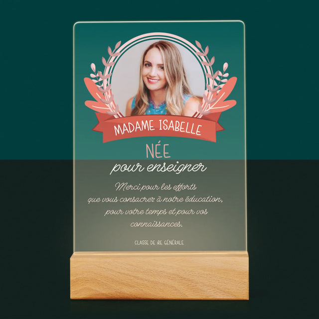 Photo Et Texte: Née Pour Enseigner - Impression Sur Verre Acrylique