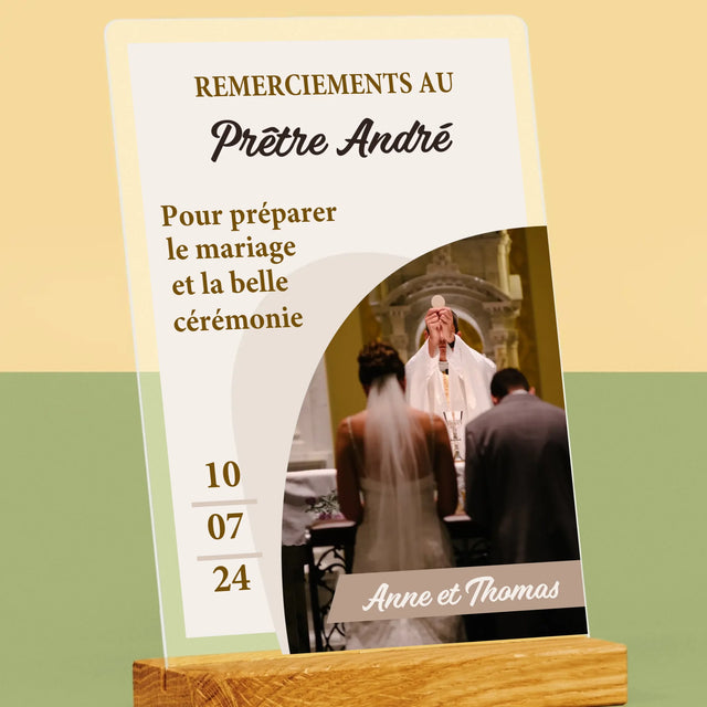 La Photo Et Un Texte: Remerciements Au Prêtre Mariage - Impression Sur Verre Acrylique
