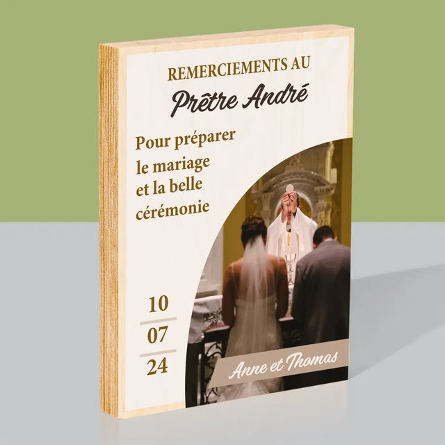 La Photo Et Un Texte: Remerciements Au Prêtre Mariage - Impression Sur Bois