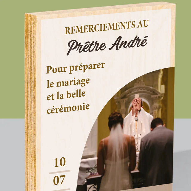La Photo Et Un Texte: Remerciements Au Prêtre Mariage - Impression Sur Bois