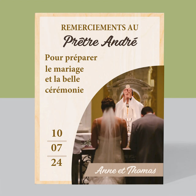 La Photo Et Un Texte: Remerciements Au Prêtre Mariage - Impression Sur Bois