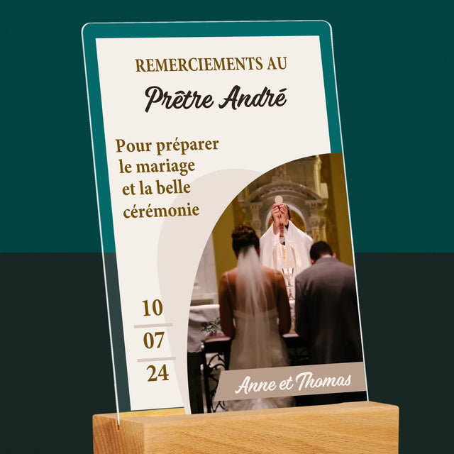 La Photo Et Un Texte: Remerciements Au Prêtre Mariage - Impression Sur Verre Acrylique