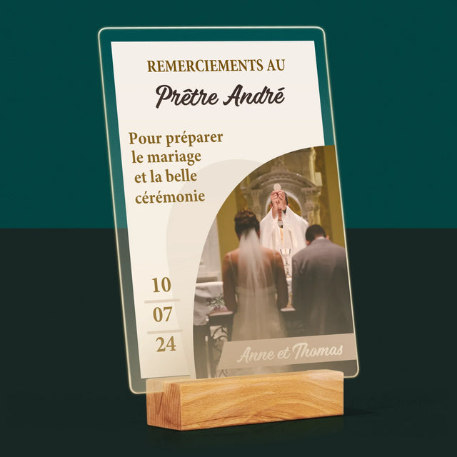 La Photo Et Un Texte: Remerciements Au Prêtre Mariage - Impression Sur Verre Acrylique