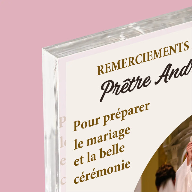 La Photo Et Un Texte: Remerciements Au Prêtre Mariage - Bloc Acrylique