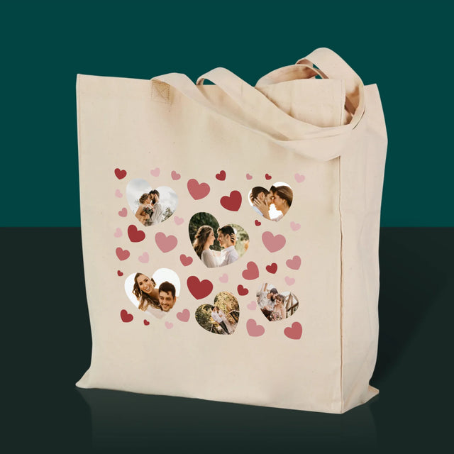 Le Collage Photo: Photo Des Cœurs - Sac En Toile