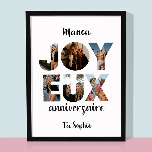 Collage Photo De Lettre: Cent Ans De Tes Photos - Impression Encadrée 30X40