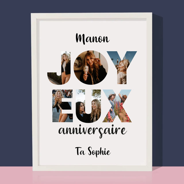 Collage Photo De Lettre: Cent Ans De Tes Photos - Impression Encadrée 30X40