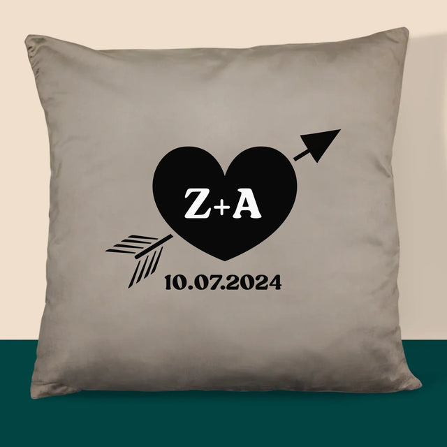 Le Monogramme: Initiales Coeur Avec Flèche - Coussin 