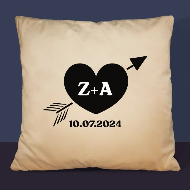 Le Monogramme: Initiales Coeur Avec Flèche - Coussin 