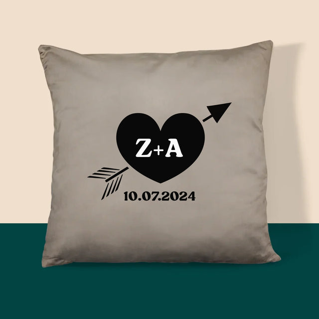 Le Monogramme: Initiales Coeur Avec Flèche - Coussin 