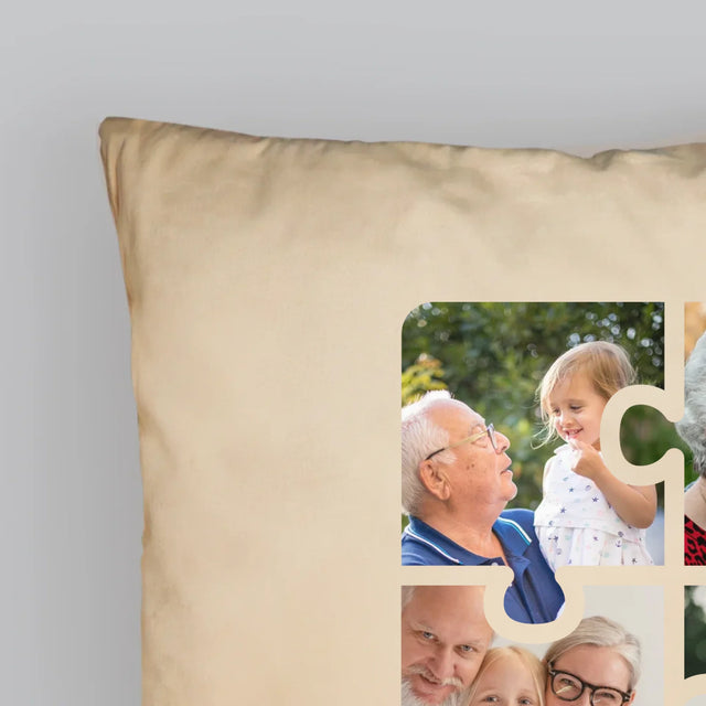 Le Collage Photo: Casse-Tête, Un Cœur Pour Grand-Papa - Coussin 
