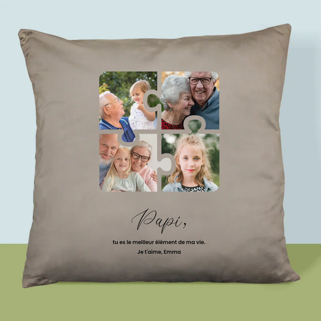 Le Collage Photo: Casse-Tête, Un Cœur Pour Grand-Papa - Coussin 