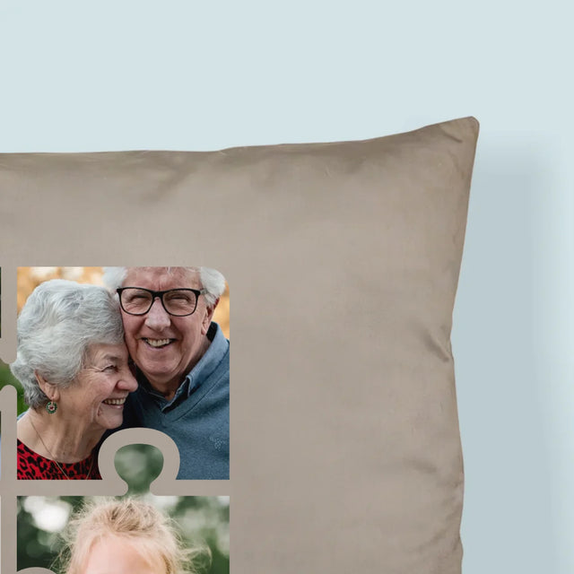 Le Collage Photo: Casse-Tête, Un Cœur Pour Grand-Papa - Coussin 
